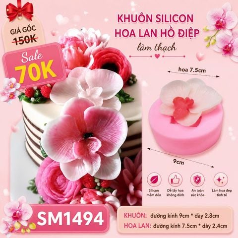Khuôn silicon hoa lan hồ điệp 7,5cm làm rau câu ( SM1494 )