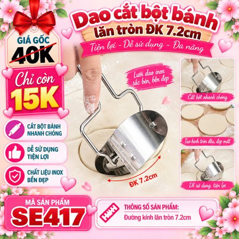 Dao lăn cắt bột bánh hình tròn đường kính 7,2cm ( SE417 )