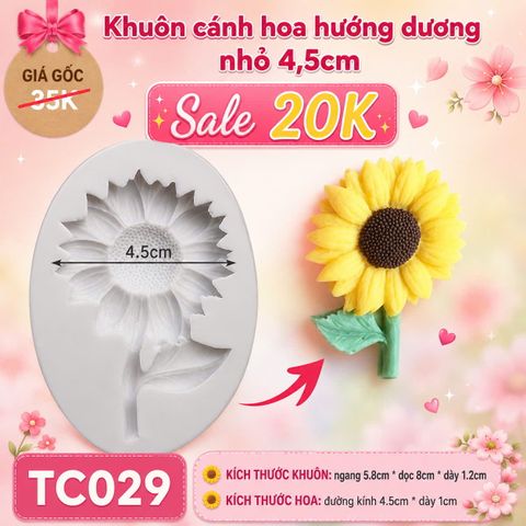 Khuôn silicon làm rau câu cành hoa hướng dương nhỏ 4,5cm ( TC029 )