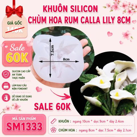Khuôn silicon chùm hoa rum Calla Lily 8cm ( SM1333 )