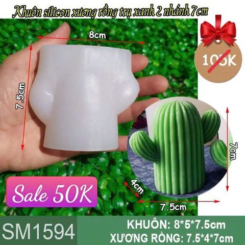 Khuôn silicon xương rồng trụ xanh 2 nhánh 7cm ( SM1594 )