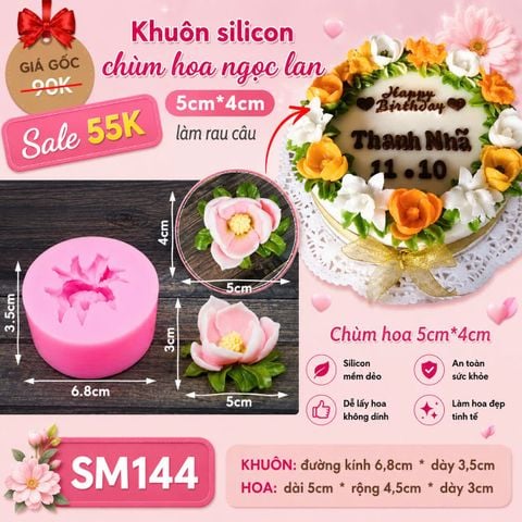 Khuôn silicon làm rau câu chùm hoa ngọc lan 5cm ( SM144 ) làm rau câu