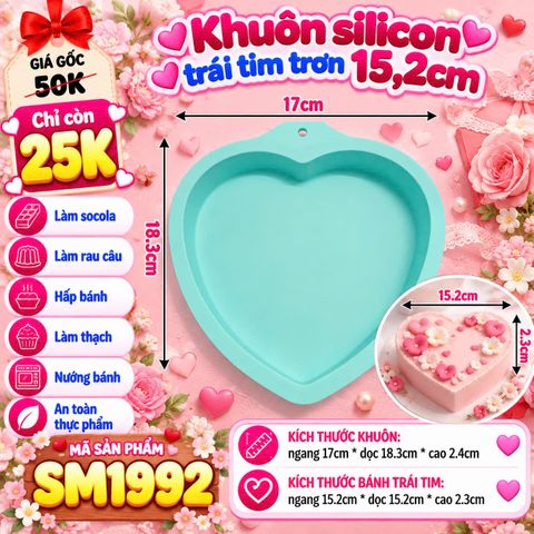 Khuôn silicon trái tim trơn 15,2cm ( SM1992 )