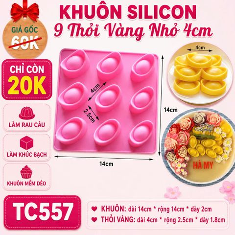 Khuôn silicon 9 thỏi vàng mini 4cm làm rau câu ( TC557 )