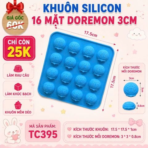 Khuôn silicon 16 mặt Doremon nhỏ 3cm ( TC395 )