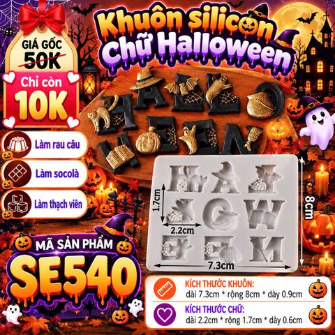 Khuôn silicon chữ Halloween nhỏ 1,7cm ( SE540 )