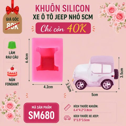 Khuôn silicon chiếc xe hơi ô tô jeep nhỏ 5cm ( SM680 )