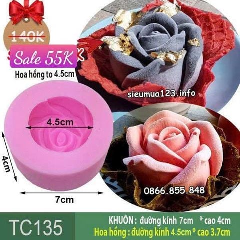 Khuôn silicon làm rau câu Hoa Hồng To Cánh Dày 4,5cm ( TC135 )