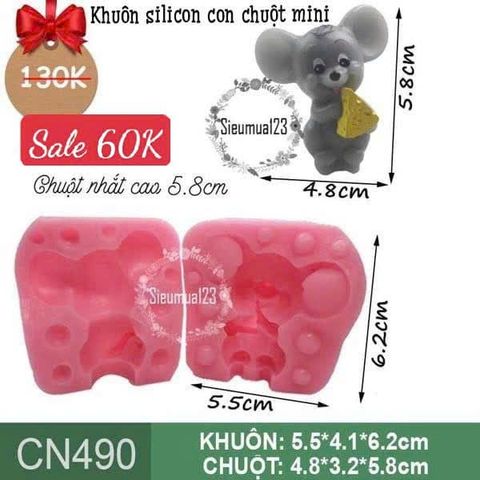 Khuôn silicon con chuột mini gặm phô mai 4,8cm ( CN490 )