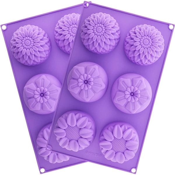 Khuôn silicon 6 hình hoa hướng dương mai cúc 7,2cm ( SM1510 )