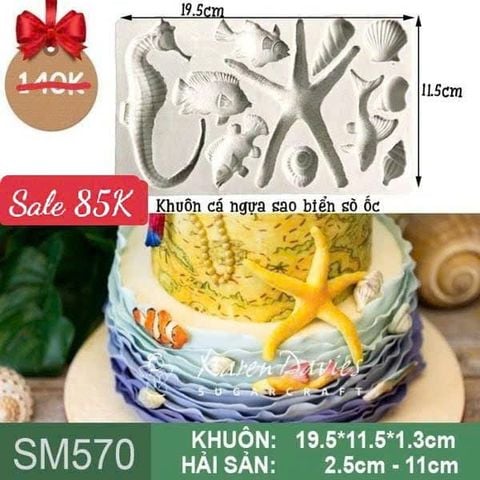 Khuôn silicon ốp viền con cá ngựa sao biển sò ốc ( SM570 )