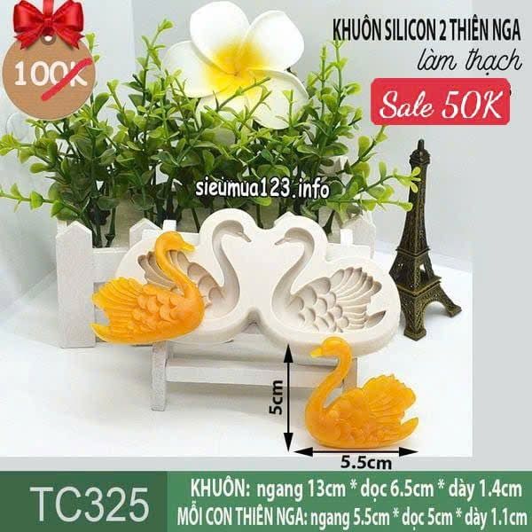 Khuôn silicon 2 con thiên nga 5,5cm làm rau câu ( TC325 ) khuôn xám