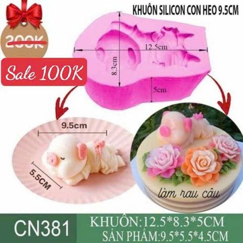 Khuôn silicon làm rau câu con heo nằm ngủ tắm tiên 9,5cm ( CN381 ) 345gr