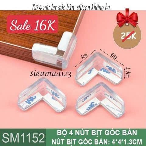 Bộ 4 nút bịt góc bàn silicon không bo ( SM1152 )