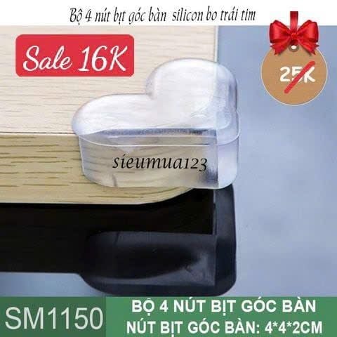 Bộ 4 nút bịt góc bàn silicon bo tim ( SM1150 )