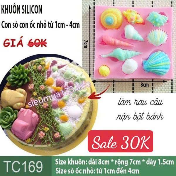 Khuôn silicon hải sản : con sò con ốc nhỏ từ 1cm - 4cm ( TC169 )