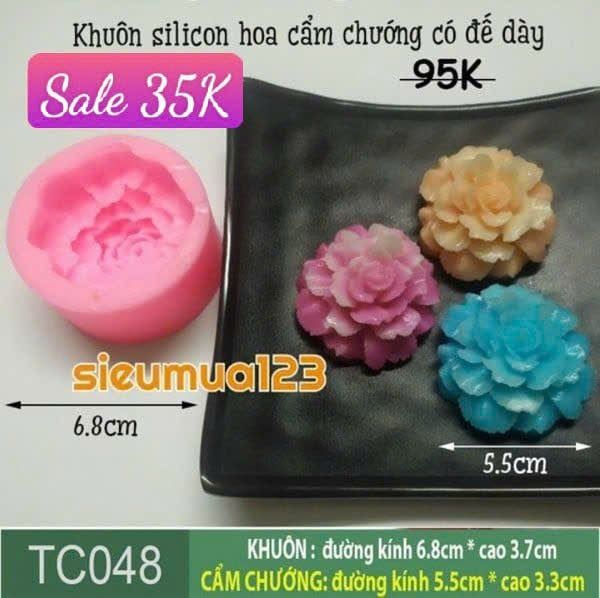 Khuôn silicon Hoa Cẩm Chướng 5,5cm ( TC048 ) có đế dày