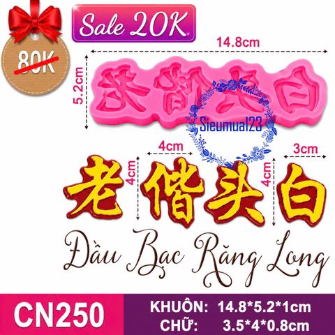 Khuôn Silicon Câu Chúc Tiếng Hoa Đầu Bạc Răng Long ( CN250 )