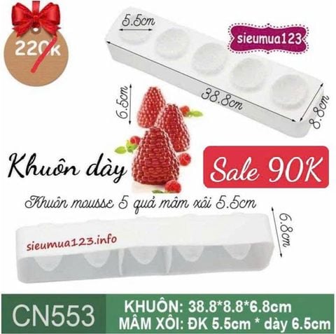 Khuôn bánh mousse silicon : Khuôn 5 quả mâm xôi 5,5cm ( CN553 ) còn 4 cái