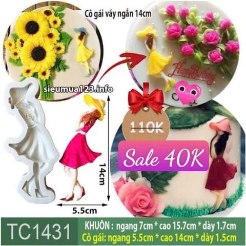 Khuôn silicon cô gái 14cm ( TC1431 ) váy ngắn