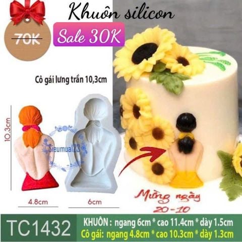 Khuôn silicon cô gái 10,3cm lưng trần ( TC1432 )