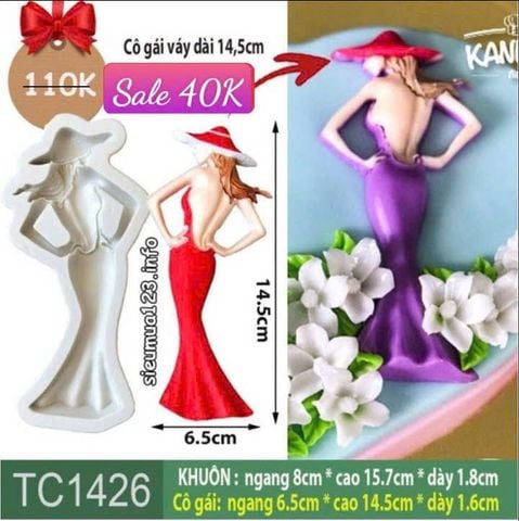 Khuôn silicon cô gái 14,5cm ( TC1426 ) váy dài quyến rũ