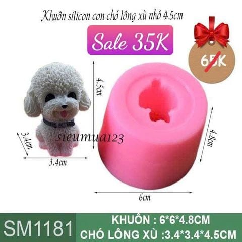 Khuôn silicon con chó lông xù nhỏ 4,5cm ( SM1181 )