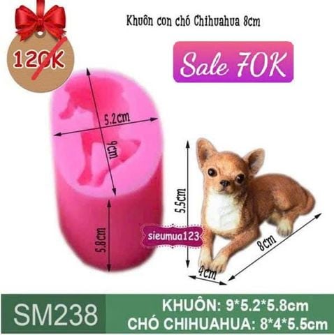 Khuôn silicon con chó Chihuahua 8cm ( SM238 )