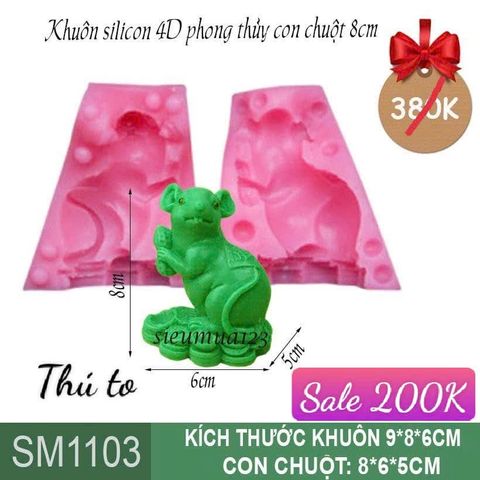 Khuôn Silicon 4D con chuột Phong Thủy 8cm ( SM1103 )