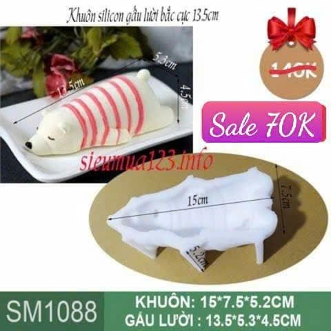 Khuôn rau câu silicon con gấu lười bắc cực 13,5cm ( SM1088 )