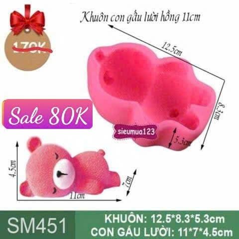 Khuôn rau câu silicon con gấu lười hồng 11cm ( SM451 )
