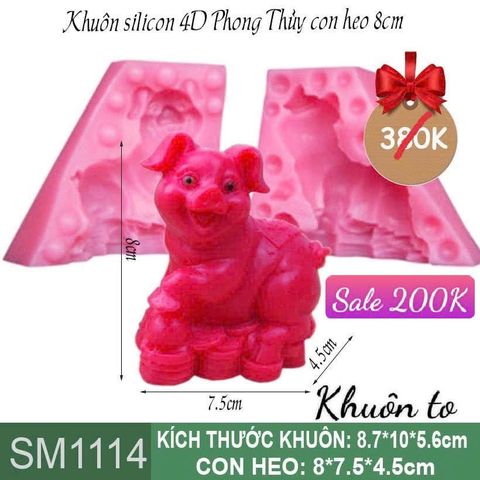 Khuôn Silicon 4D con Heo Phong Thủy 8cm ( SM1114 )