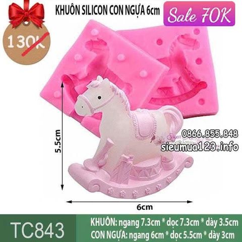 Khuôn silicon con ngựa gỗ hồng 6cm ( TC843 ) CÒN 3 CON