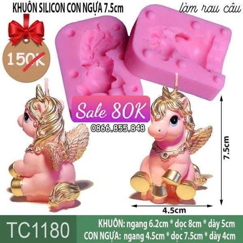 Khuôn silicon con ngựa 1 sừng 7,5cm ( TC1180 )