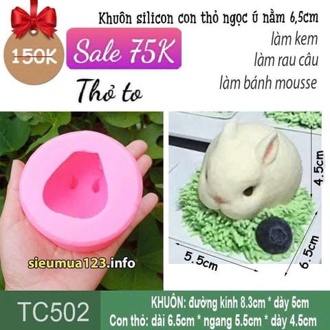 Khuôn silicon con thỏ ngọc ú nằm 6,5cm ( TC502 )