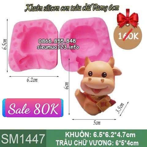Khuôn silicon làm rau câu con trâu chữ Vượng 6cm ( SM1447 )
