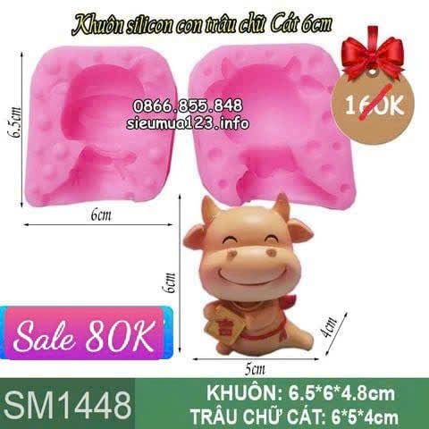 Khuôn silicon làm rau câu con trâu chữ Cát 6cm ( SM1448 )