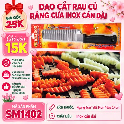 Dao Chận Lỡ Rau Củ Răng Cưa Inox Cán Dài ( SM1402 )
