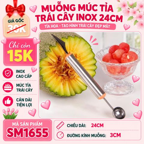 Muỗng múc tỉa trái cây inox cao cấp cán dài 24cm ( SM1655 )