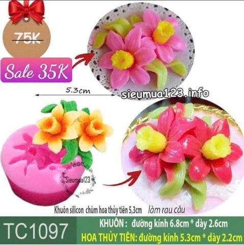 Khuôn silicon chùm hoa thủy tiên 5,3cm ( TC1097 )