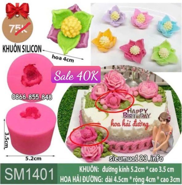 Khuôn silicon làm rau câu hoa hải đường 4,5cm ( SM1401 )