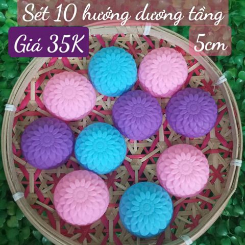 Sét 10 khuôn silicon hoa hướng dương tầng 5cm ( SM1949 ) mẫu 2024