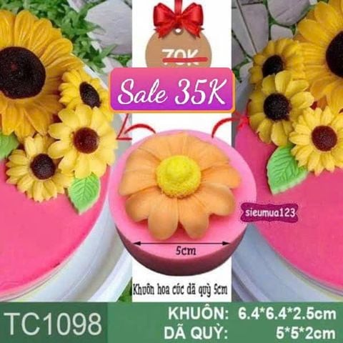 Khuôn rau câu silicon hoa cúc dã quỳ 5cm ( TC1098 )