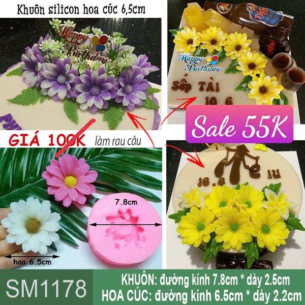 Khuôn silicon hoa cúc vàng 6,5cm ( SM1178 )