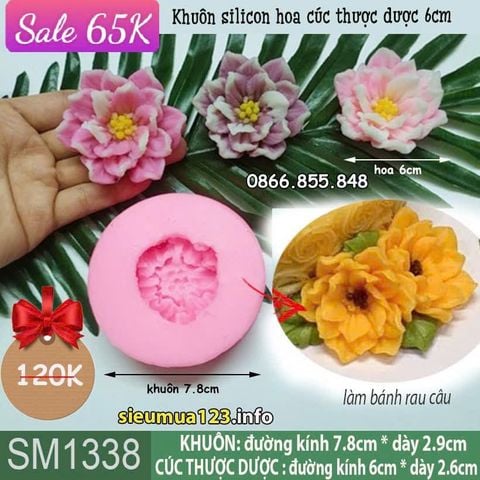 Khuôn silicon hoa cúc thược dược Mexico cánh nhọn 6cm ( SM1338 )