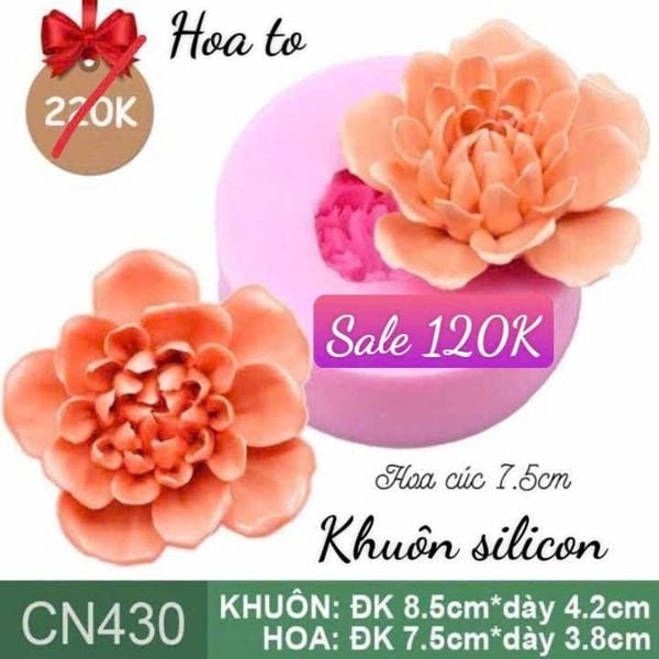 Khuôn silicon hoa cúc cánh cam to 7,5cm ( CN430 ) làm rau câu