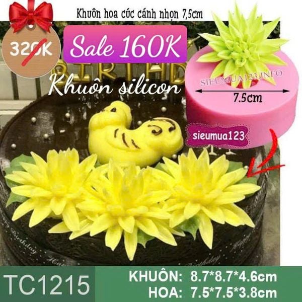 Khuôn silicon hoa cúc cánh nhọn 7,5cm ( TC1215 )