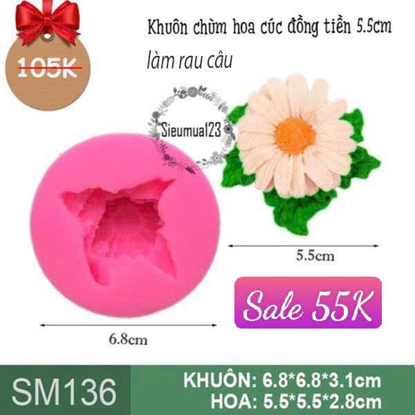 Khuôn silicon làm rau câu chùm hoa cúc đồng tiền 5,5cm ( SM136 )