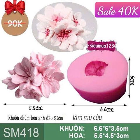 Khuôn silicon chùm hoa anh đào 5,5cm ( SM418 ) làm rau câu