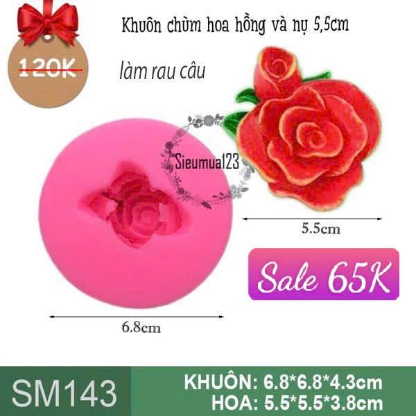 Khuôn silicon chùm hoa hồng và nụ 5,5cm ( SM143 )
